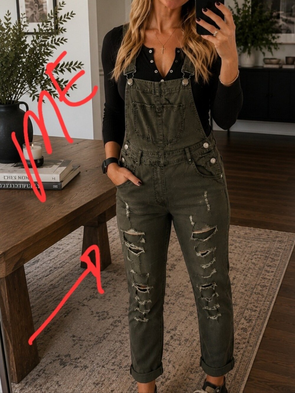 Ripped Olive Green Denim Overalls with Adjustable Straps Y2K